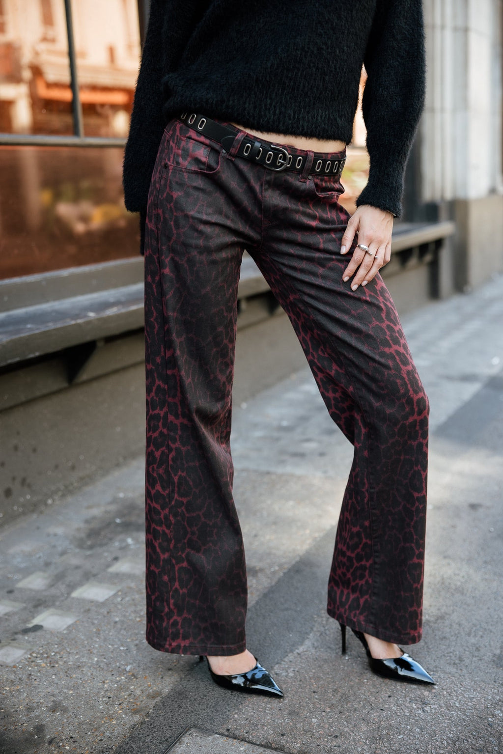 Pantalon Agatha Animal Print Granate