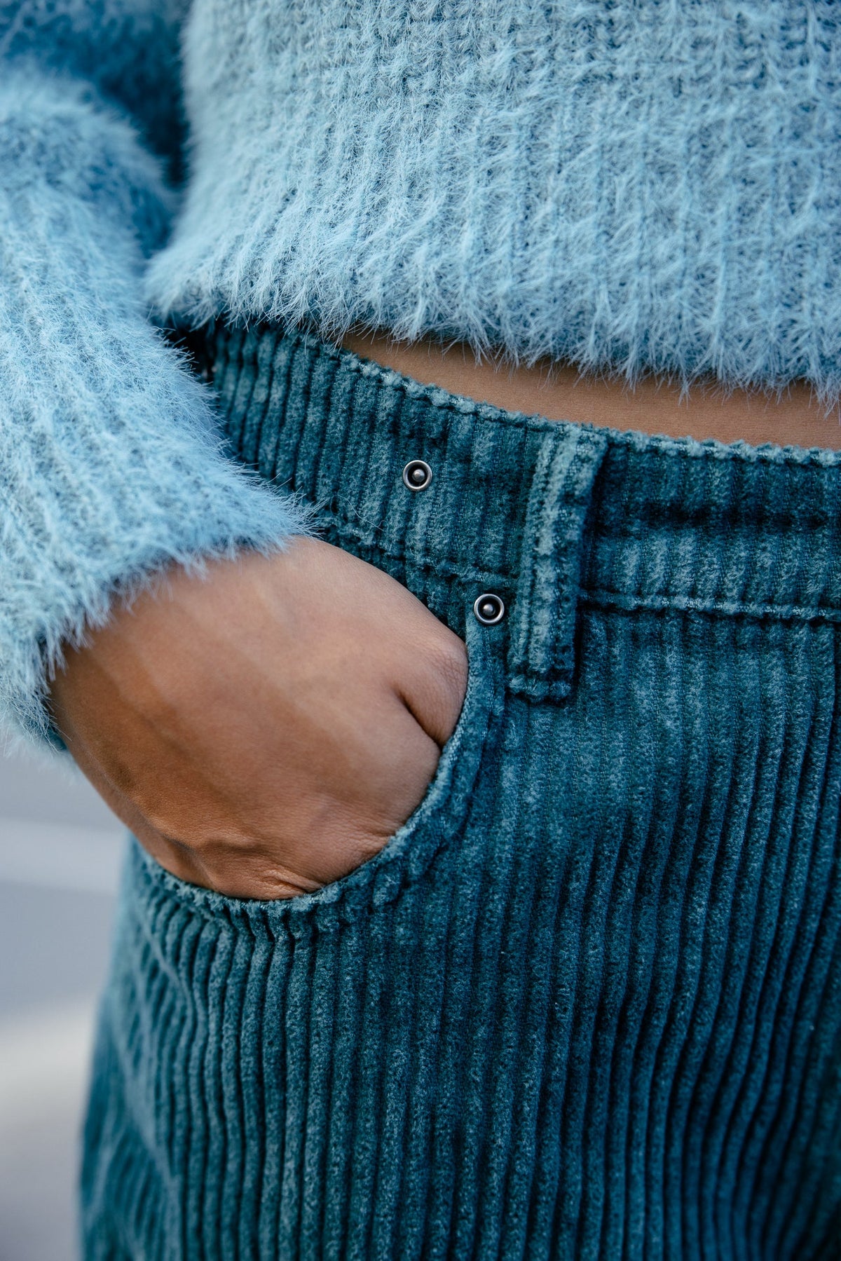 Pantalon April de Pana Azul Petróleo