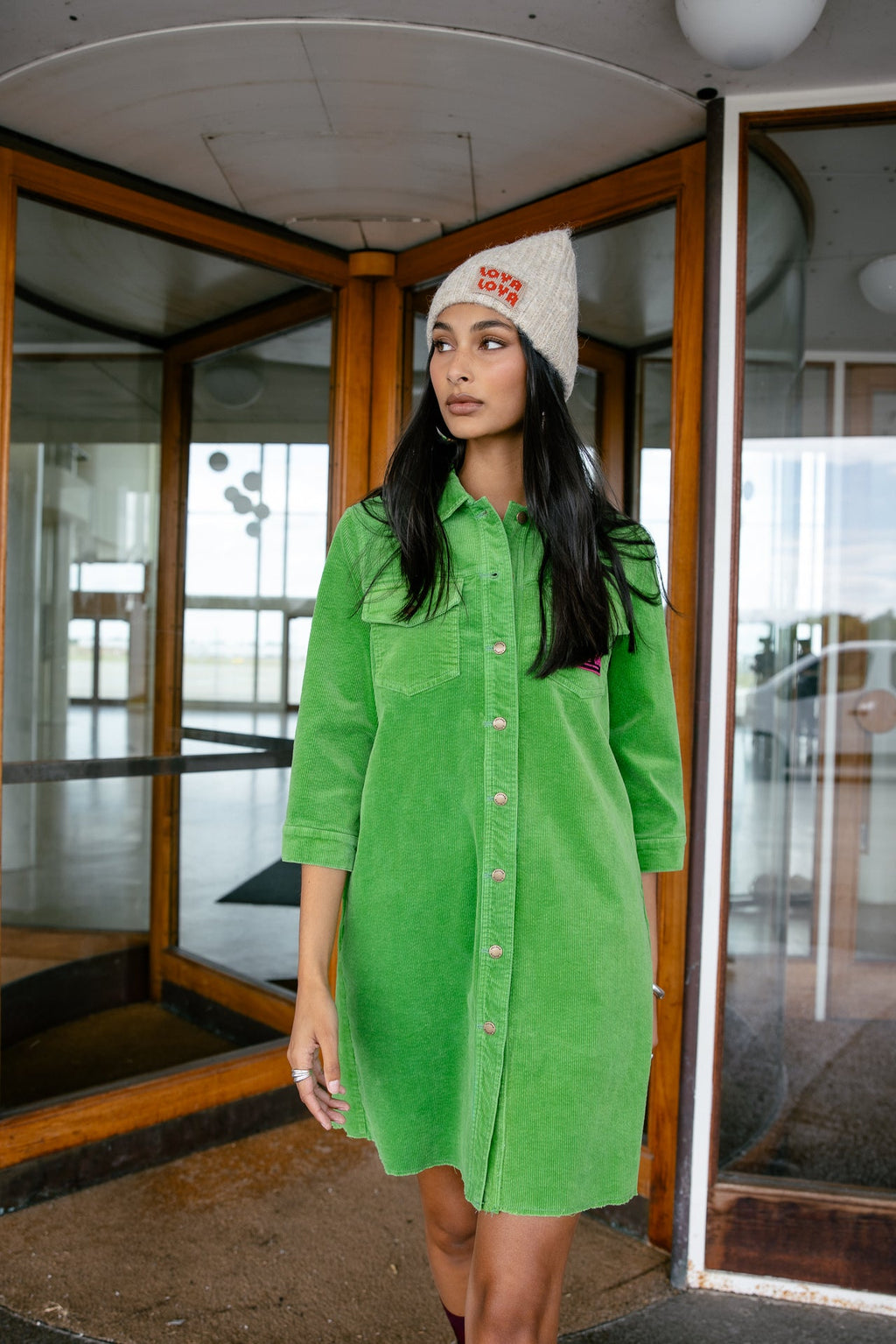 Vestido Rolly de Pana Verde Lima