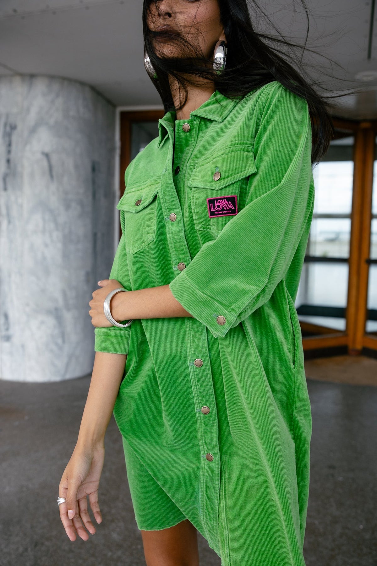 Vestido Rolly de Pana Verde Lima