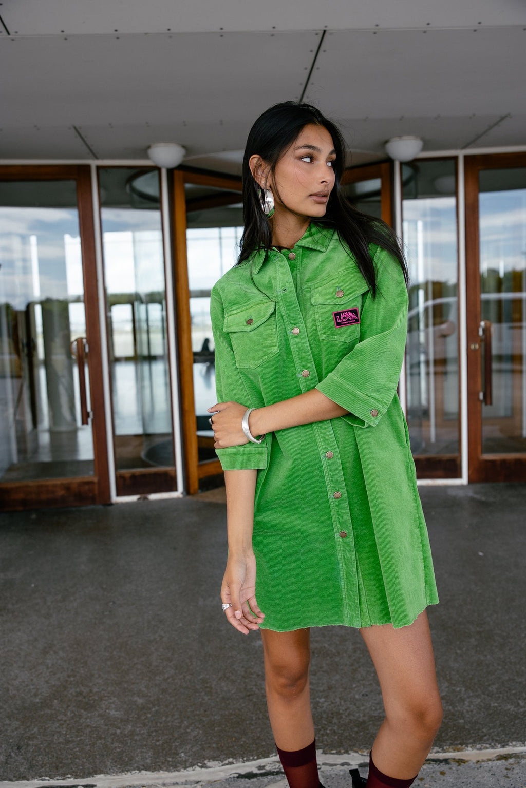 Vestido Rolly de Pana Verde Lima