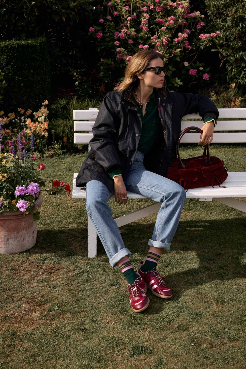 Chaqueta Anaïs azul marino con estampado de leopardo