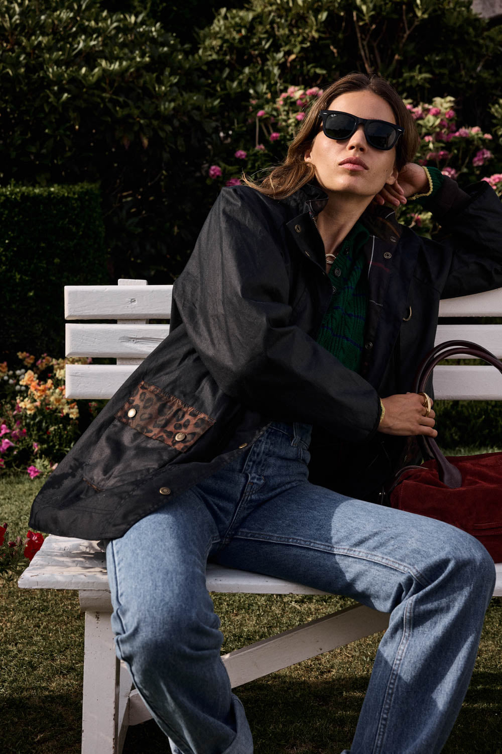 Chaqueta Anaïs azul marino con estampado de leopardo