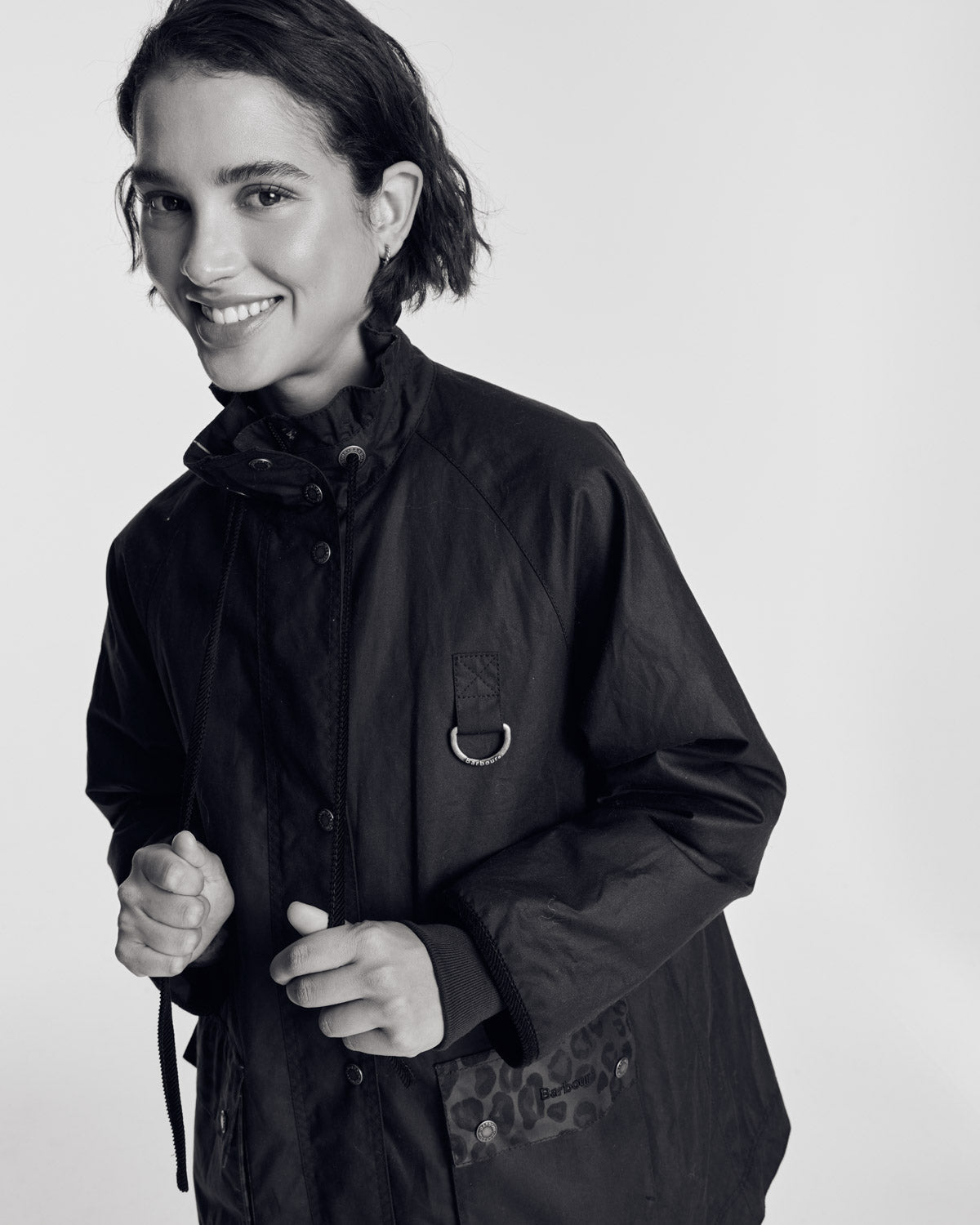 Chaqueta Anaïs azul marino con estampado de leopardo