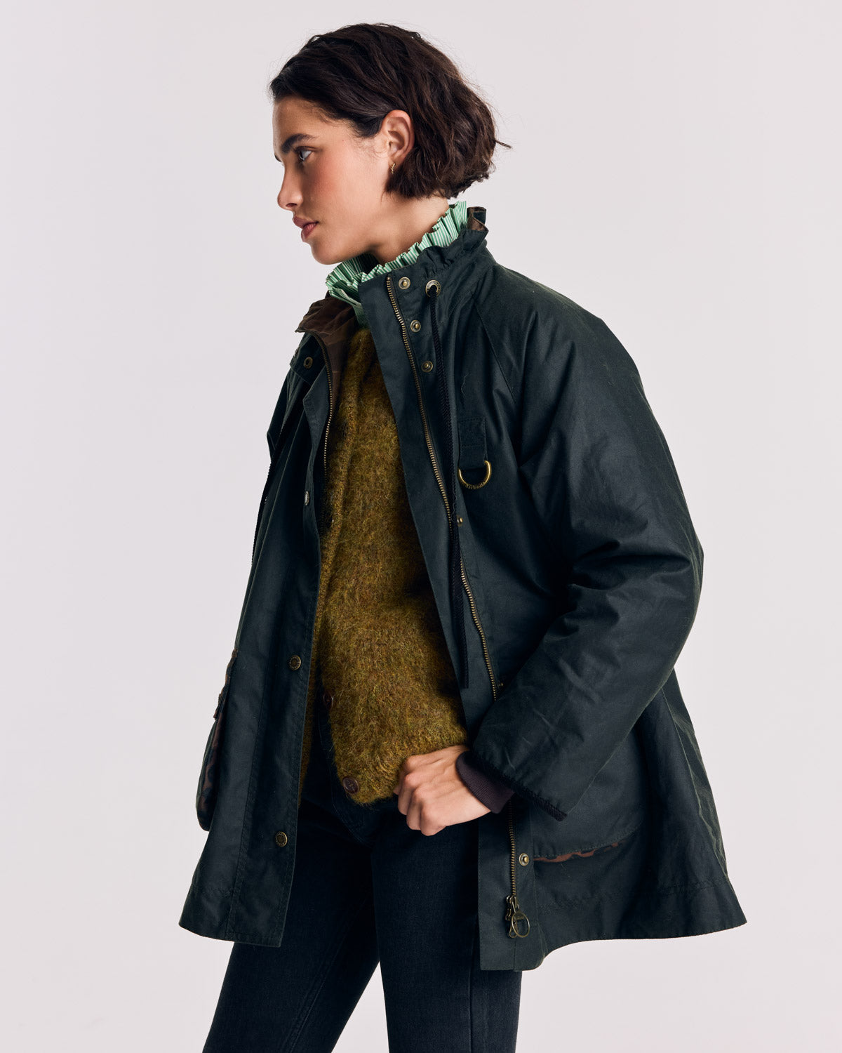 Chaqueta Anaïs Verde oscuro con estampado de leopardo