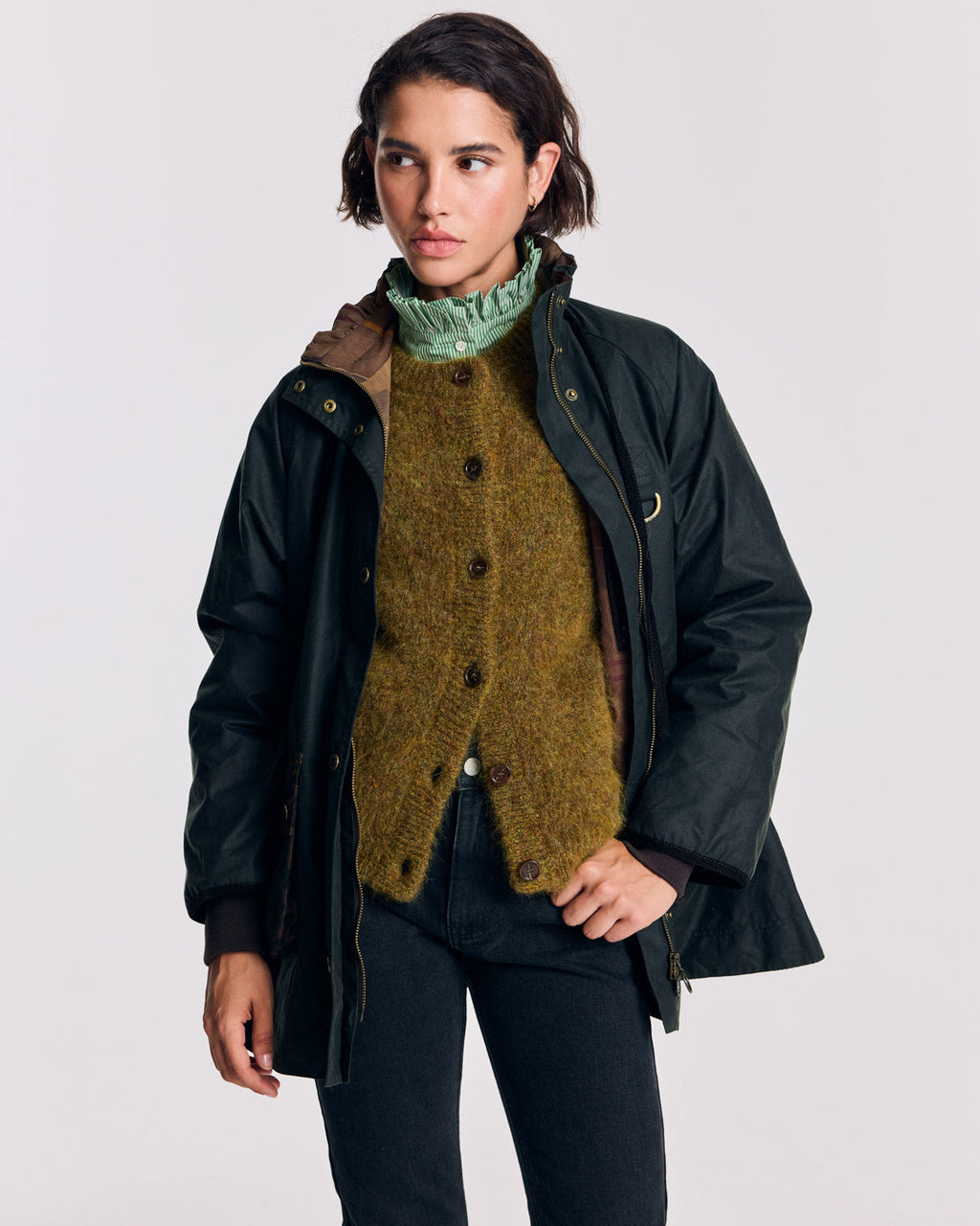 Chaqueta Anaïs Verde oscuro con estampado de leopardo