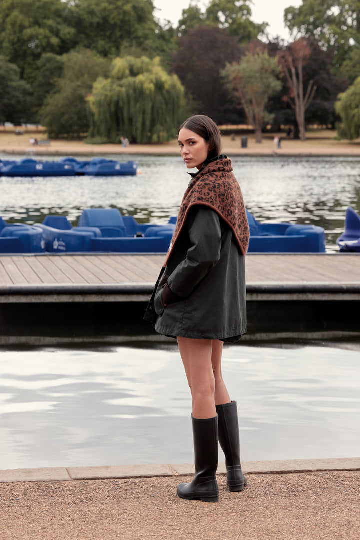 Chaqueta Anaïs Verde oscuro con estampado de leopardo