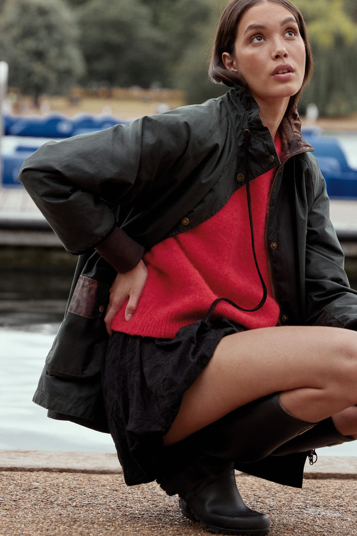 Chaqueta Anaïs Verde oscuro con estampado de leopardo
