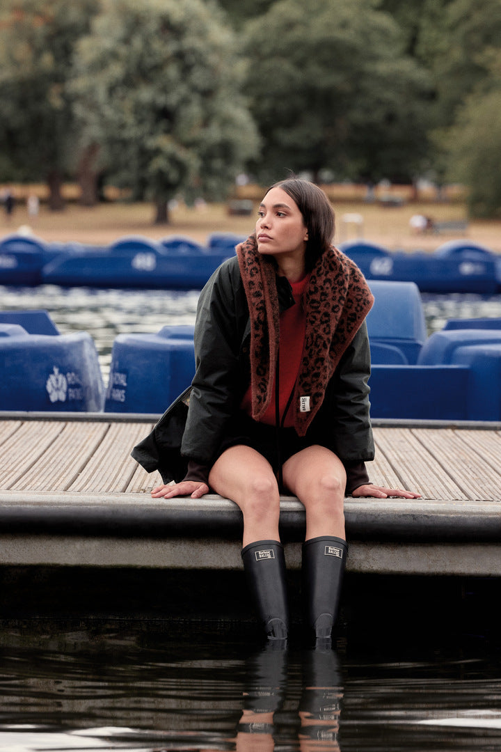 Chaqueta Anaïs Verde oscuro con estampado de leopardo