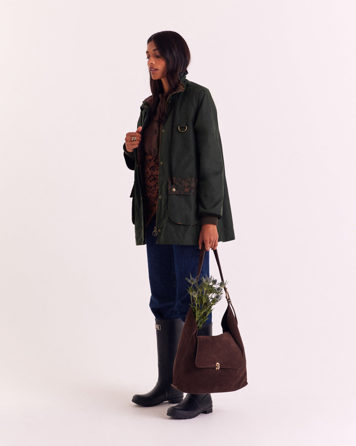 Chaqueta Anaïs Verde oscuro con estampado de leopardo