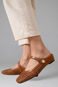 Nuria | Mules Planos Tejidos Mary Jane con Correa Joya